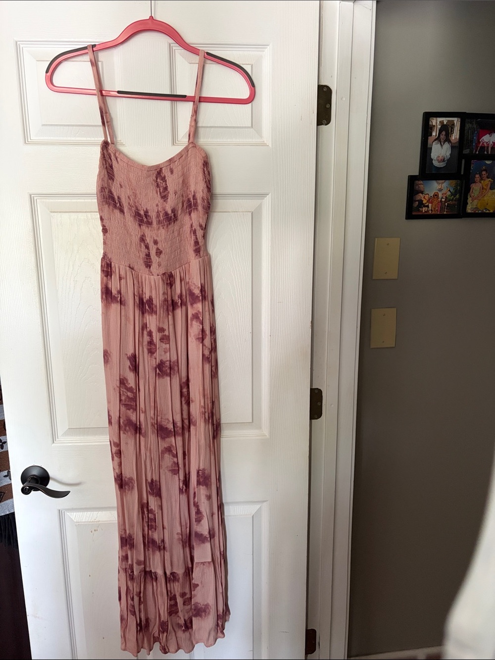 Abound Pink and Burgundy Tie-Dye Smocked Maxi Dress